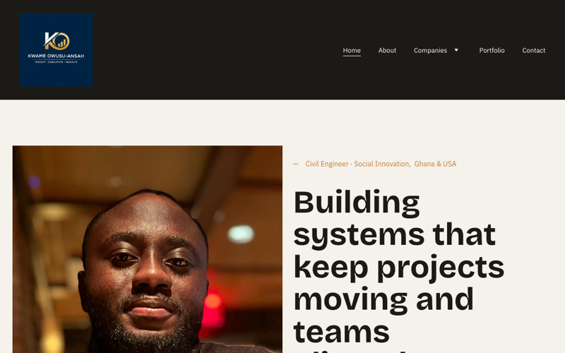 Screenshot of the kwameowusuansah.com homepage